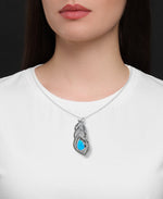 Load image into Gallery viewer, Sterling Silver_Tori Hill® Genuine Marcasite and Simulated Opal Peacock Feather Pendant, 18" Chain_I_Heart_1