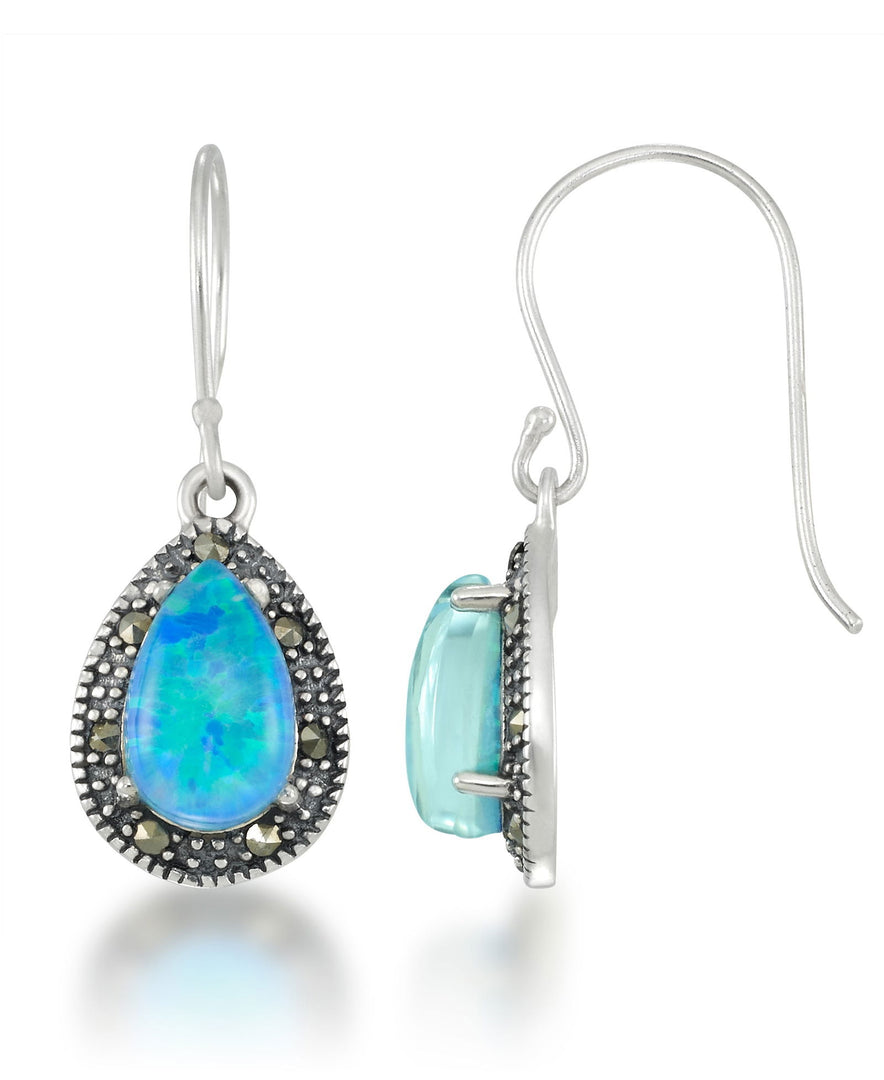 Sterling Silver_Tori Hill® Genuine Marcasite and Simulated Opal Teardrop Dangle Earrings_I_Heart_1