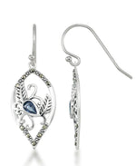 Load image into Gallery viewer, Sterling Silver_Tori Hill® Genuine Marcasite and Simulated Sapphire Nature Dangle Earrings_I_Heart_1