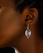 Load image into Gallery viewer, Sterling Silver_Tori Hill® Genuine Marcasite and Simulated Sapphire Nature Dangle Earrings_I_Heart_1