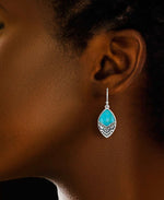 Load image into Gallery viewer, Sterling Silver_Tori Hill® Genuine Marcasite and Simulated Turquoise Southwest Style Dangle Earrings_I_Heart_1