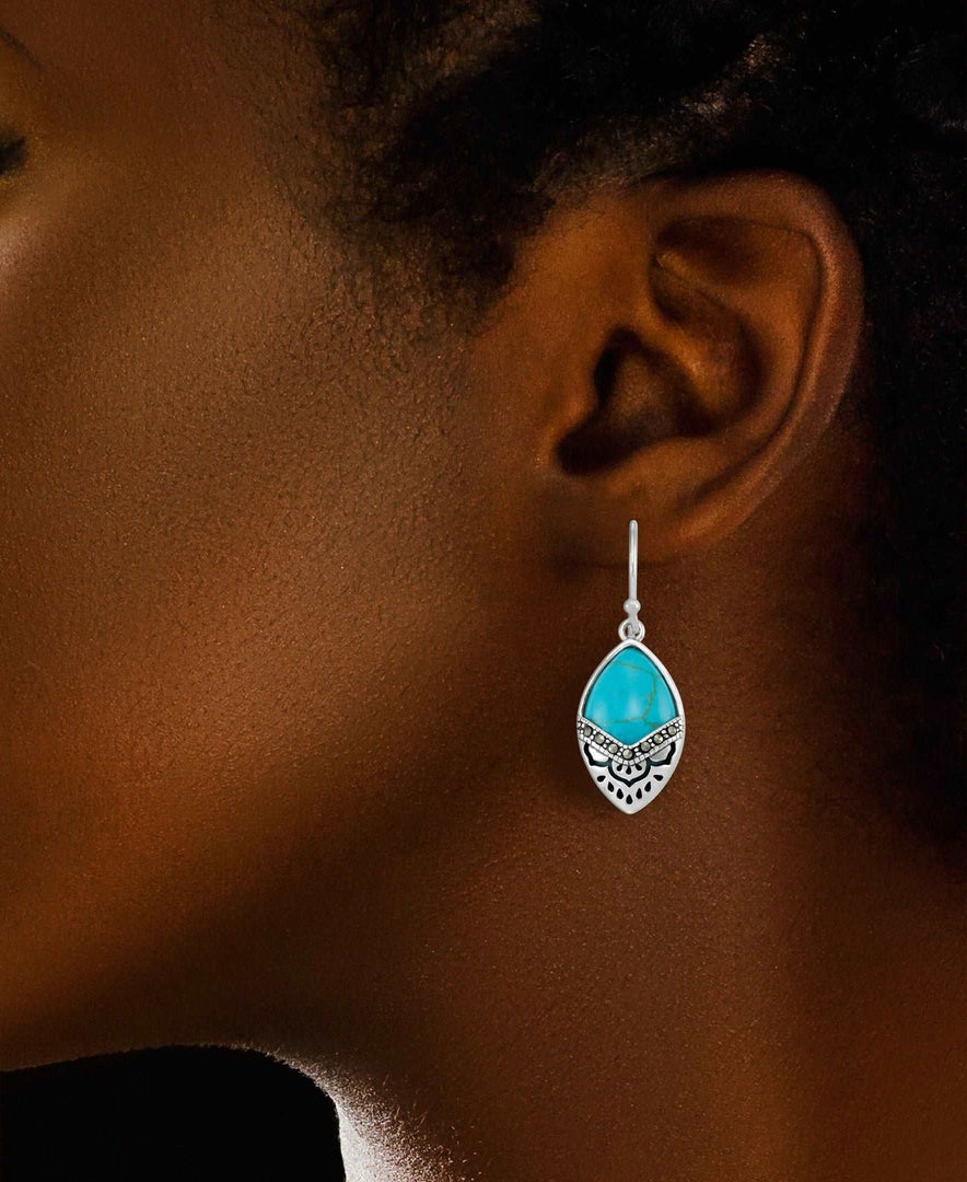 Sterling Silver_Tori Hill® Genuine Marcasite and Simulated Turquoise Southwest Style Dangle Earrings_I_Heart_1