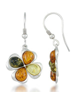 Load image into Gallery viewer, sterling-silver_Amber Rosa™ Sterling Silver Multicolor Genuine Amber Flower Dangle Earrings - iHeart Jewels_I_Heart_1