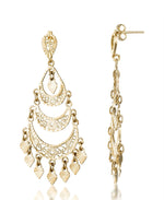 Load image into Gallery viewer, Yellow Gold_10K Gold Diamond Cut Large Chandelier Drop Earrings. Made in Turkey_I_Heart_1