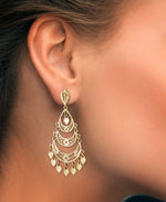Load image into Gallery viewer, Yellow Gold_10K Gold Diamond Cut Large Chandelier Drop Earrings. Made in Turkey_I_Heart_1