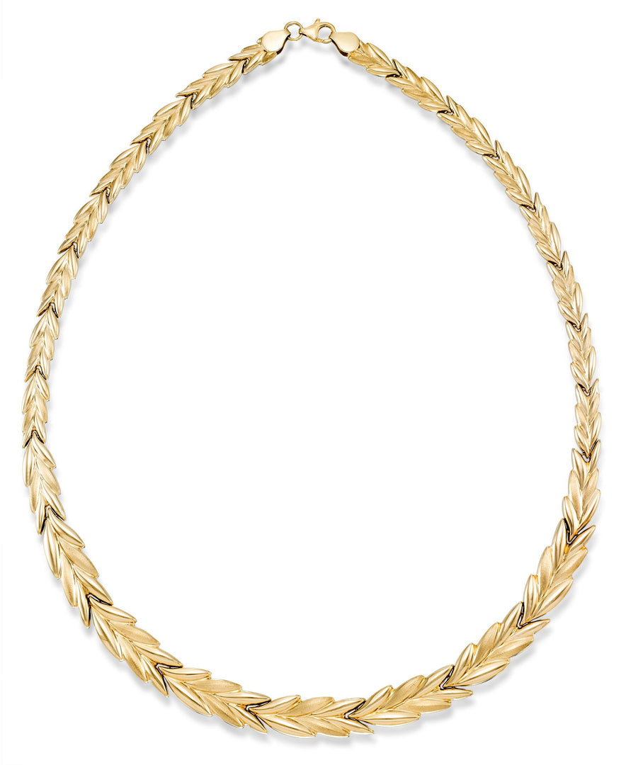 Yellow Gold_10K Gold Graduate Chevron Stampato Necklace, 16". Made in Turkey_I_Heart_1