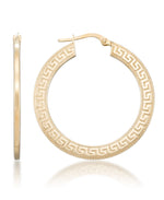 Load image into Gallery viewer, Yellow Gold_10K Gold Greek Key Hoop Earrings. Made in Turkey_I_Heart_1