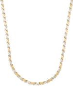 Load image into Gallery viewer, Two-Tone_14K Gold 17" Two Tone Diamond Cut and Polished "X" Motif Stampato Necklace. Made in Turkey_I_Heart_1