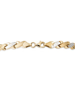 Load image into Gallery viewer, Two-Tone_14K Gold 17" Two Tone Diamond Cut and Polished "X" Motif Stampato Necklace. Made in Turkey_I_Heart_1