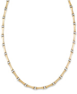 Load image into Gallery viewer, Two-Tone_14K Gold 18" Satin and Diamond Cut Two-Tone Bold Bamboo Stampato Necklace. Made in Turkey_I_Heart_1