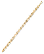 Load image into Gallery viewer, Yellow Gold_14K Gold 7.25" Satin and High Polished "X" Motif Stampato Bracelet. Made in Turkey_I_Heart_1