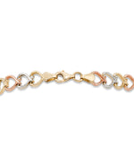 Cargar imagen en el visor de la galería, Tri-Color_14K Gold 7.25" Tri-color Diamond Cut and Polished Concentric Hearts Stampato Bracelet. Made in Turkey_I_Heart_1