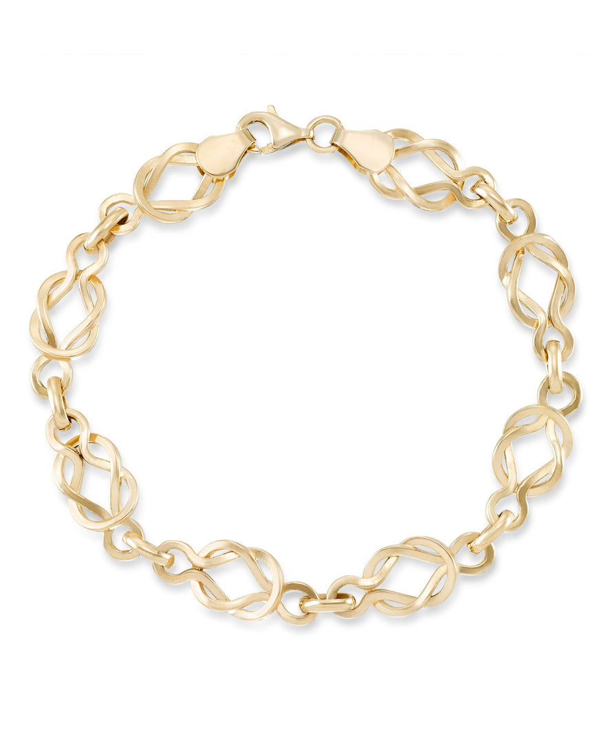 Yellow Gold_14K Gold High Polished Infinity Link Bracelet, 7". Made in Turkey_I_Heart_1