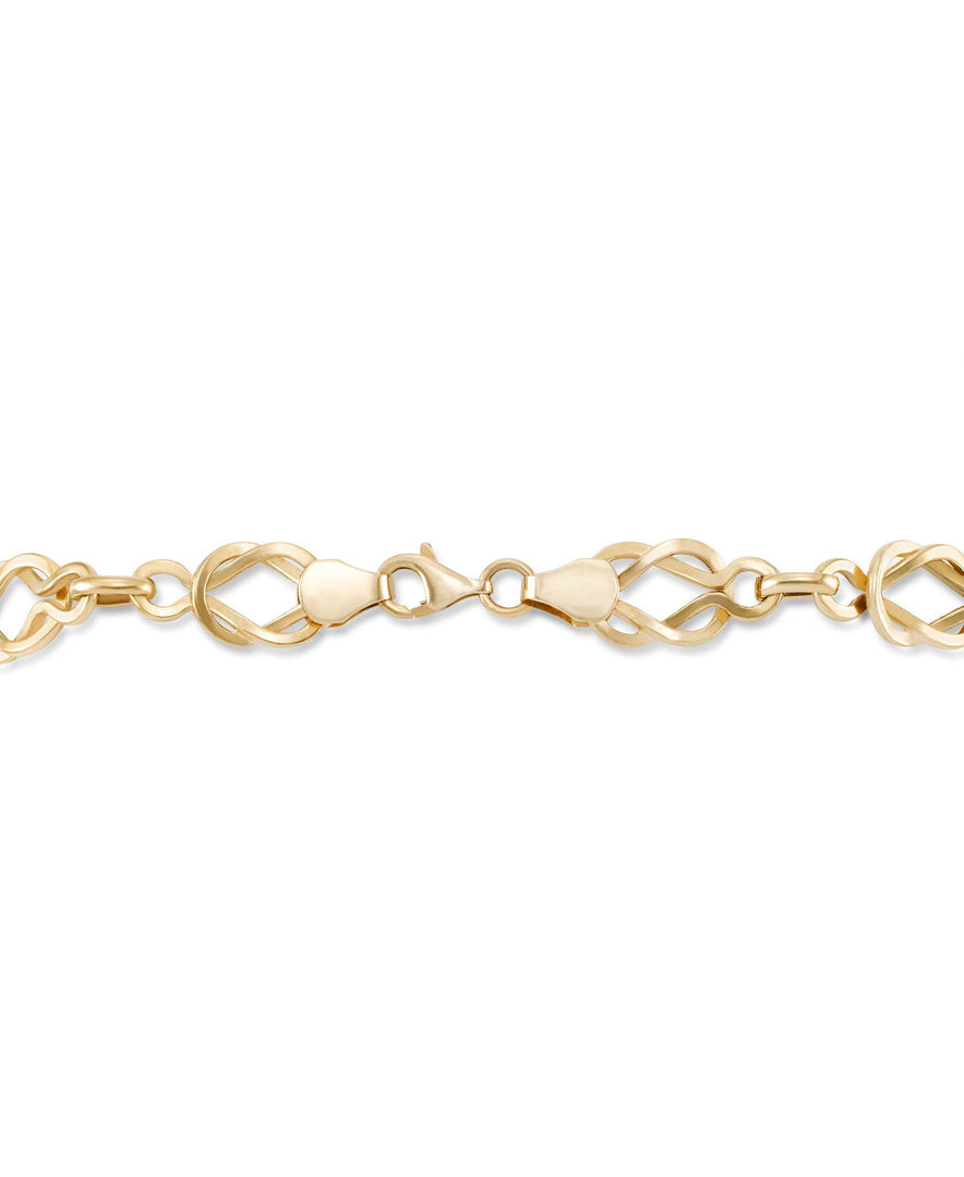 Yellow Gold_14K Gold High Polished Infinity Link Bracelet, 7". Made in Turkey_I_Heart_1