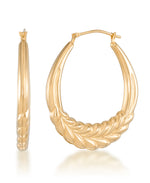 Cargar imagen en el visor de la galería, 14K Yellow Gold over Sterling Silver_Vine Design Graduated Hoop Earrings_I_Heart_1