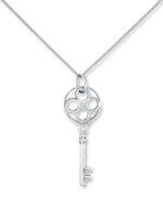 Load image into Gallery viewer, Platinum over Sterling Silver_Vintage Inspired Key Pendant, 18"_I_Heart_1