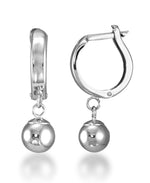 Load image into Gallery viewer, White Gold_14K Gold Huggie Hoop Earrings with Gold Ball Dangles_I_Heart_2