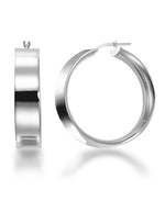 Cargar imagen en el visor de la galería, Platinum over Sterling Silver Wide Sculpted Band Hoop Earrings, Made in Italy_I_Heart_2