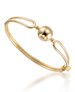 Load image into Gallery viewer, Yellow Gold_10K Gold Domed Ball Modern Bangle Bracelet_I_Heart_1