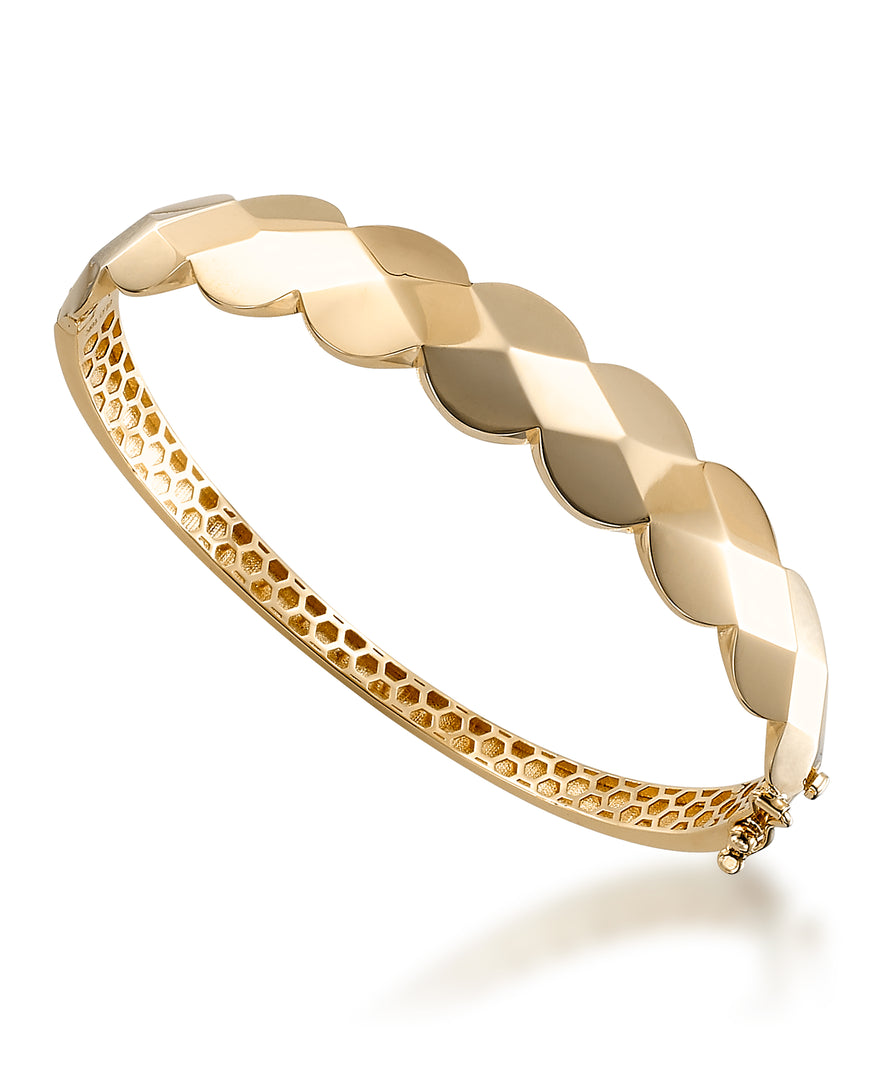Yellow Gold_10K Gold Domed Harlequin Bangle Bracelet_I_Heart_1