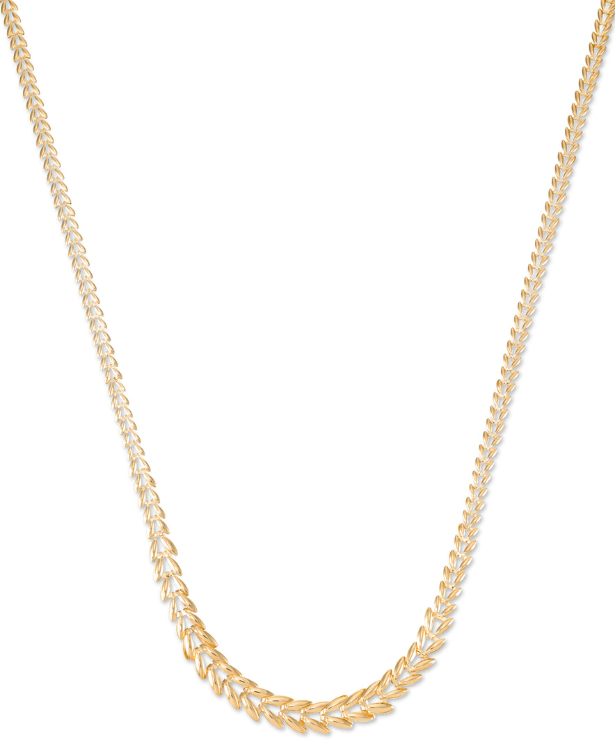 Yellow Gold_10K Gold Graduate Chevron Stampato Necklace, 16". Made in Turkey_I_Heart_1