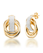 Load image into Gallery viewer, Yellow Gold_10K Gold Loveknot Door Knocker Earrings with Brilliant Glittery Inlays, Made in Italy_I_Heart_1