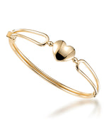 Load image into Gallery viewer, Yellow Gold_10K Gold Modern Heart Bangle Bracelet_I_Heart_1
