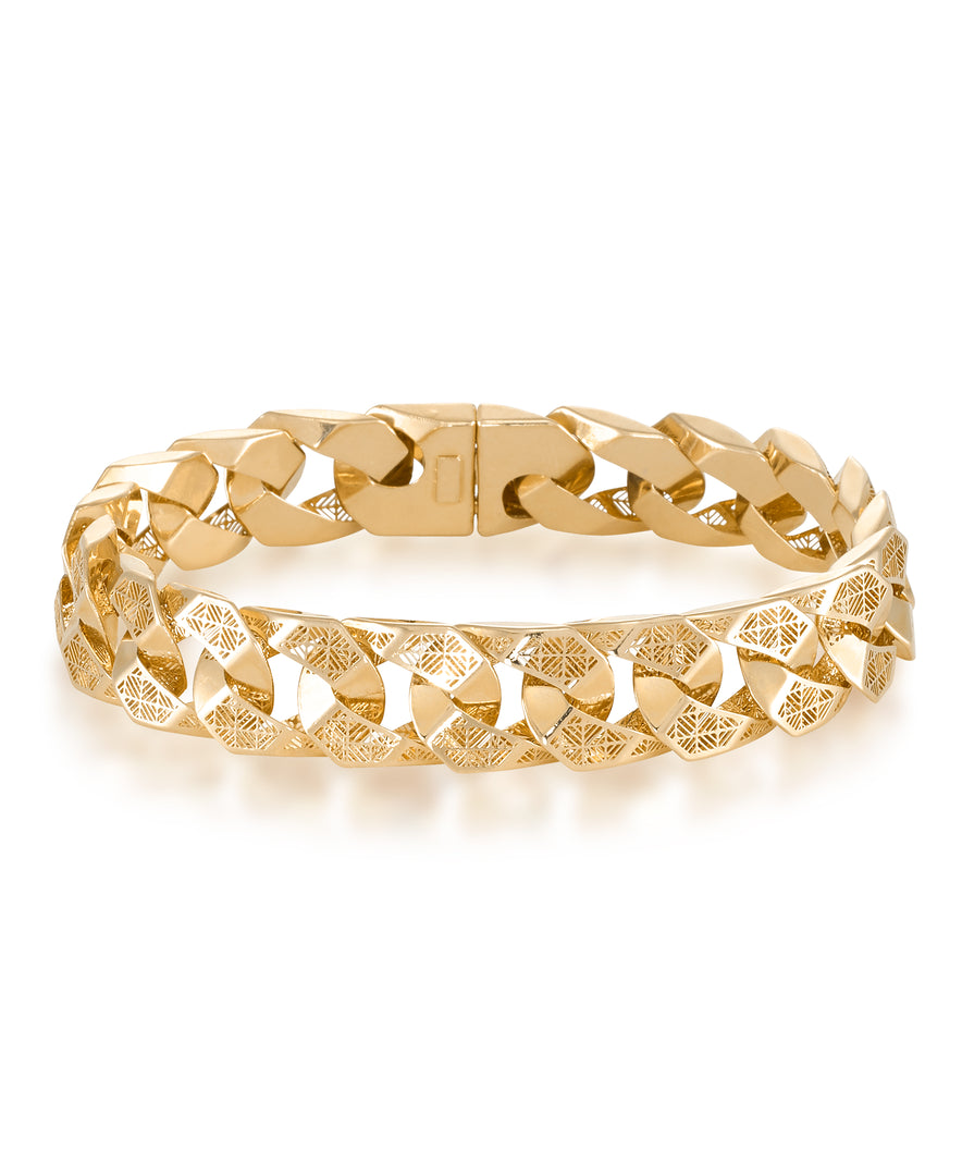 Yellow Gold 14K Gold Full Milano Filigree Curb Link Bracelet_I_Heart_1