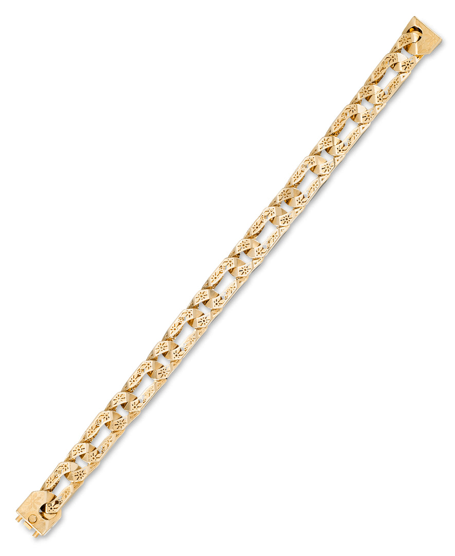 Yellow_Gold_14K Gold Full Milano Filigree Elongated Curb Lik Bracelet_I_Heart_1