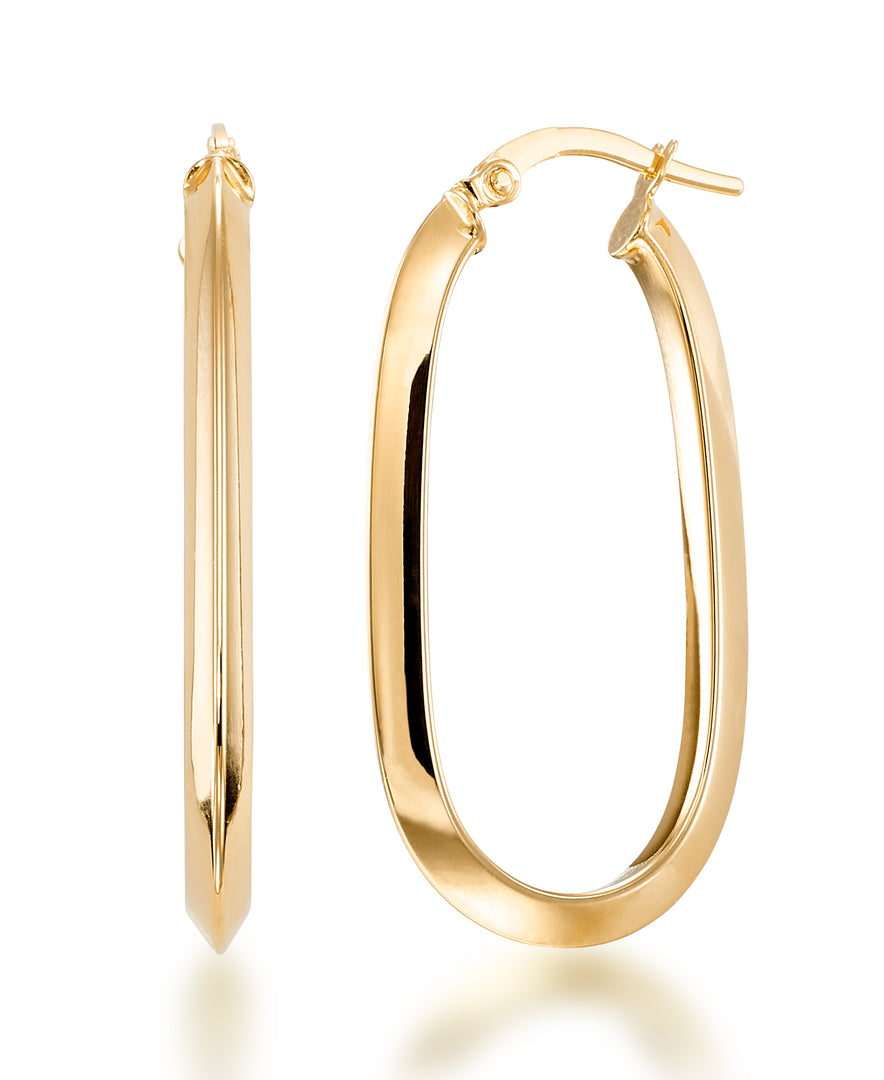 Yellow Gold_14K Gold High Polished Bold Paper Clip Hoop Earrings. Made in Italy_I_Heart_1