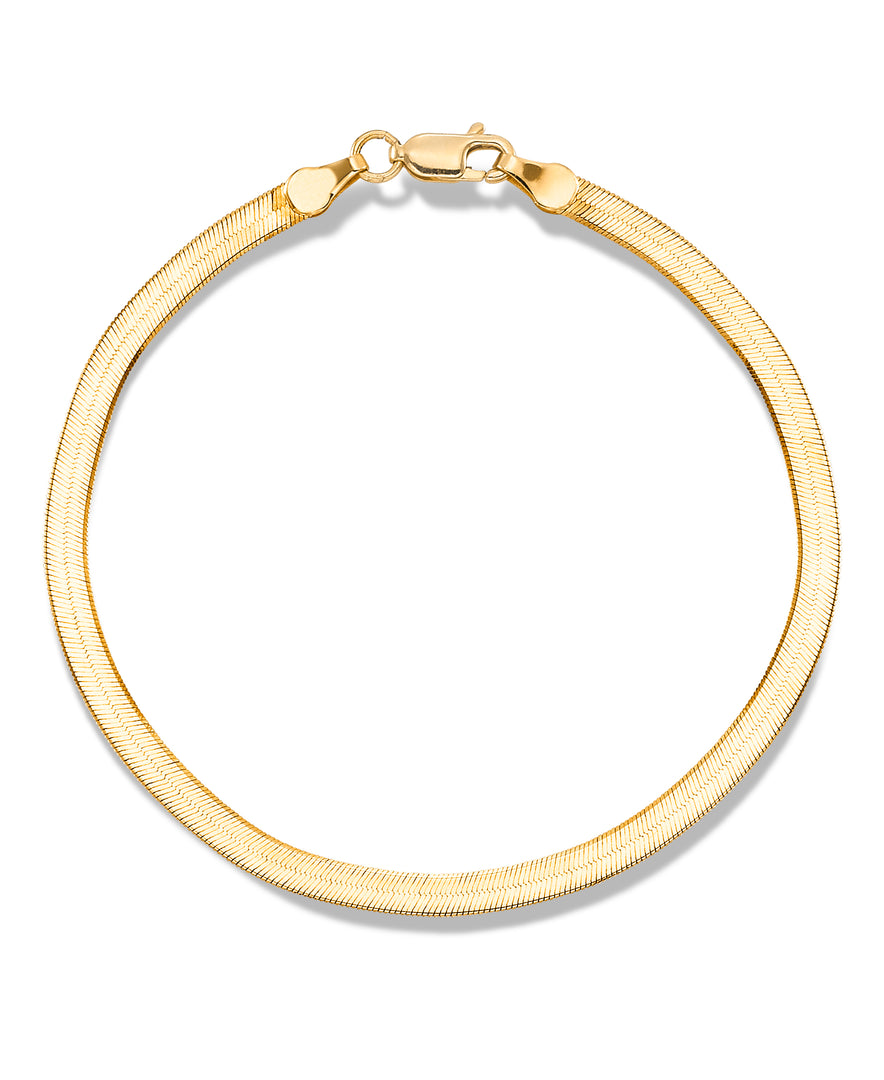 Yellow Gold 14K Gold High Polished Herringbone Bracelet, 7", Made in Italy_I_Heart_1