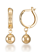 Load image into Gallery viewer, Yellow Gold_14K Gold Huggie Hoop Earrings with Gold Ball Dangles_I_Heart_1