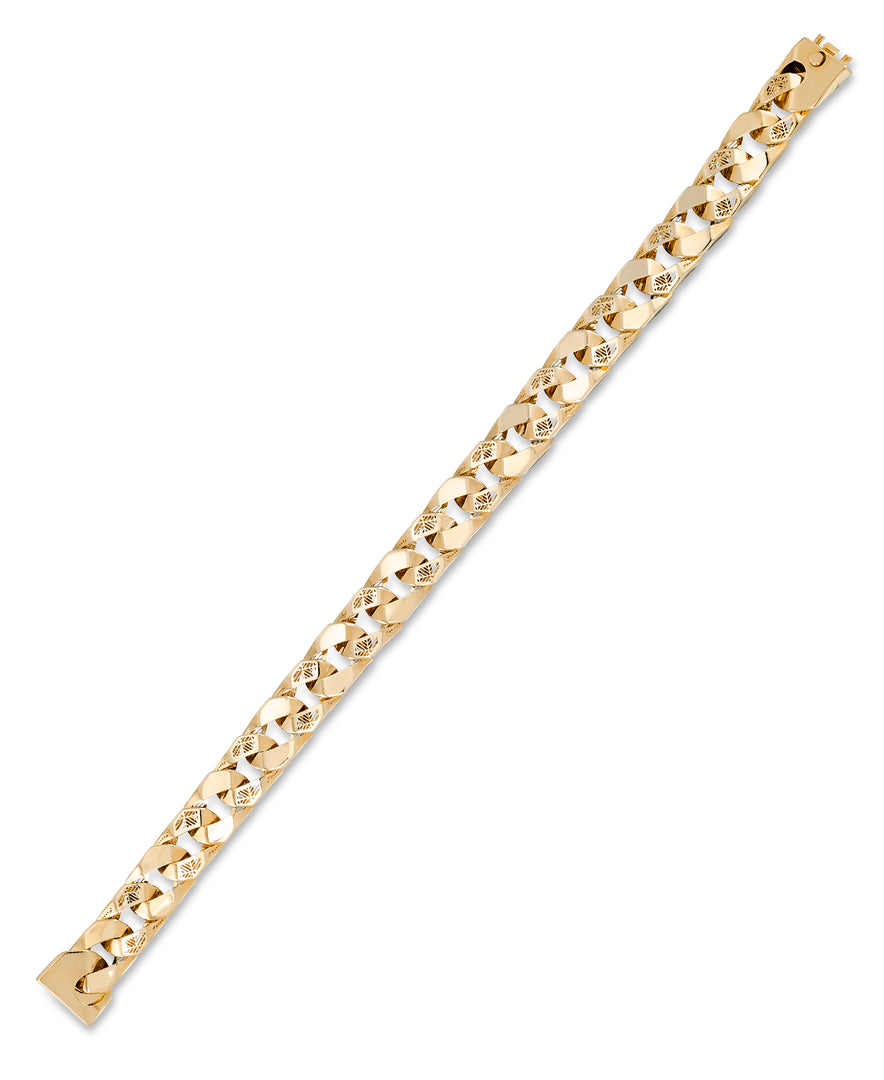 Yellow Gold 14K Gold Milano Filigree and High Polished Curb link Bracelet_I_Heart_1