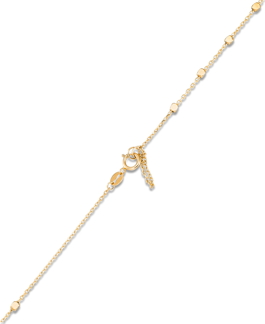 Yellow Gold_14K Yellow Gold Heart Necklace on Sparkle Bead Station Chain, 16" plus 2" Extender_I_Heart_1