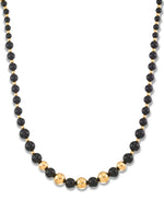 Load image into Gallery viewer, Yellow Gold_Gold Luxe® 14K Gold Graduated Genuine Onyx and Gold Bead Necklace. Dent Resistant, Infused with Nano Diamond Resin Core®_I_Heart_1