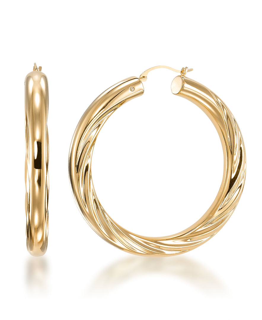 Yellow Gold_Gold Luxe® 14K Gold Large Twist Hoop Earrings. Dent Resistant, Infused with Nano Diamond Resin Core®_I_Heart_1