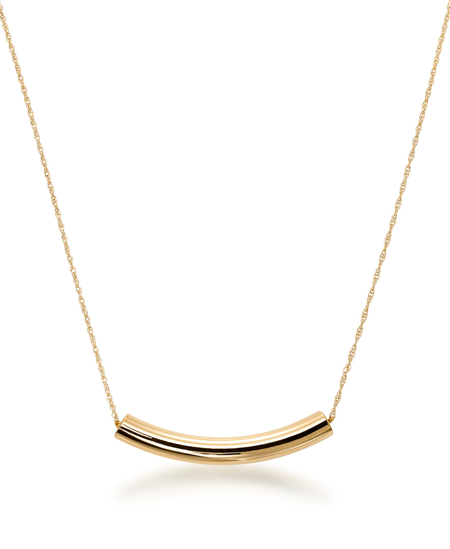Yellow Gold_Gold Luxe® 14K Yellow Gold Bar Station Necklace, 18" Chain. Dent Resistant, Infused with Nano Diamond Resin Core® - iHeart Jewels_I_Heart_1