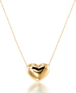 Load image into Gallery viewer, Yellow Gold_Gold Luxe® 14K Yellow Gold Domed Heart Necklace, 18" Chain. Dent Resistant, Infused with Nano Diamond Resin Core® - iHeart Jewels_I_Heart_1