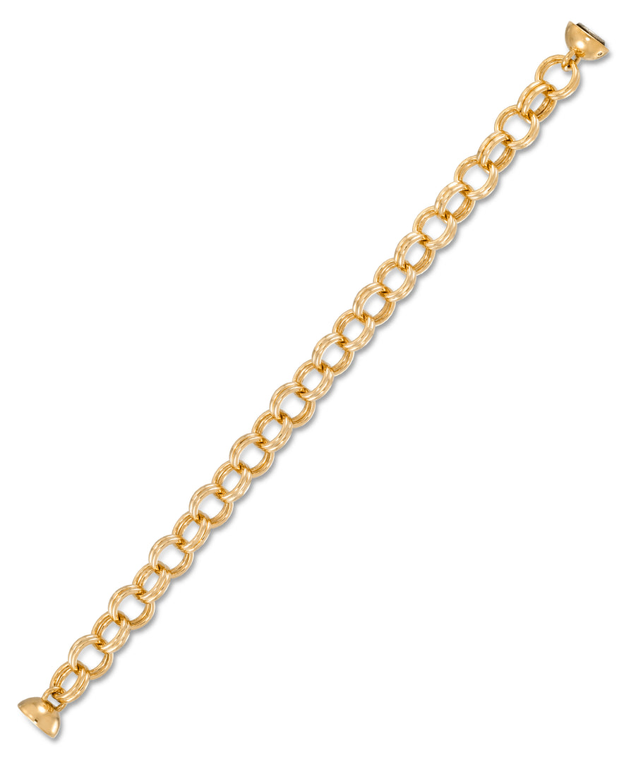 Yellow Gold_Gold Luxe® 14K Yellow Gold Double Rolo Bracelet. Dent Resistant, Infused with Nano Diamond Resin Core® . Average Wrist Size. - iHeart Jewels_I_Heart_1