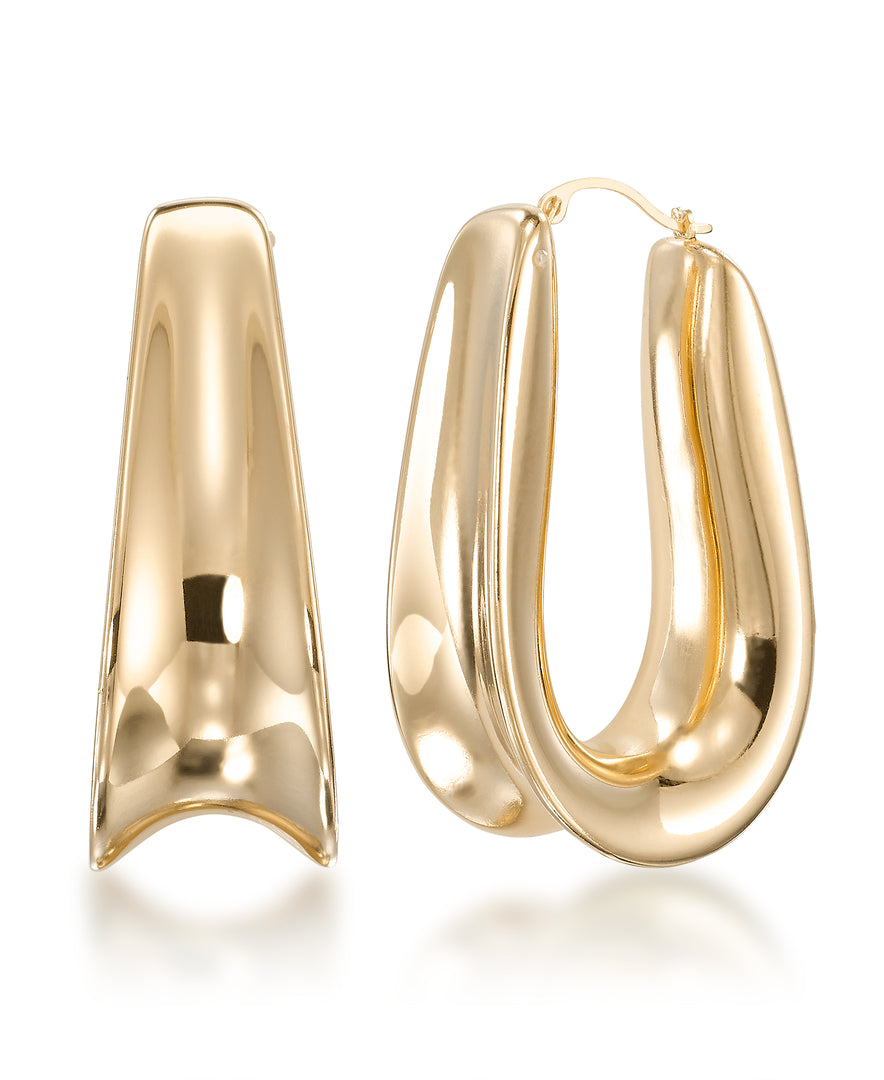 Yellow Gold_Gold Luxe® 14K Yellow Gold Graduated Sculpted Hoop Earrings. Dent Resistant, Infused with Nano Diamond Resin Core® - iHeart Jewels_I_Heart_1