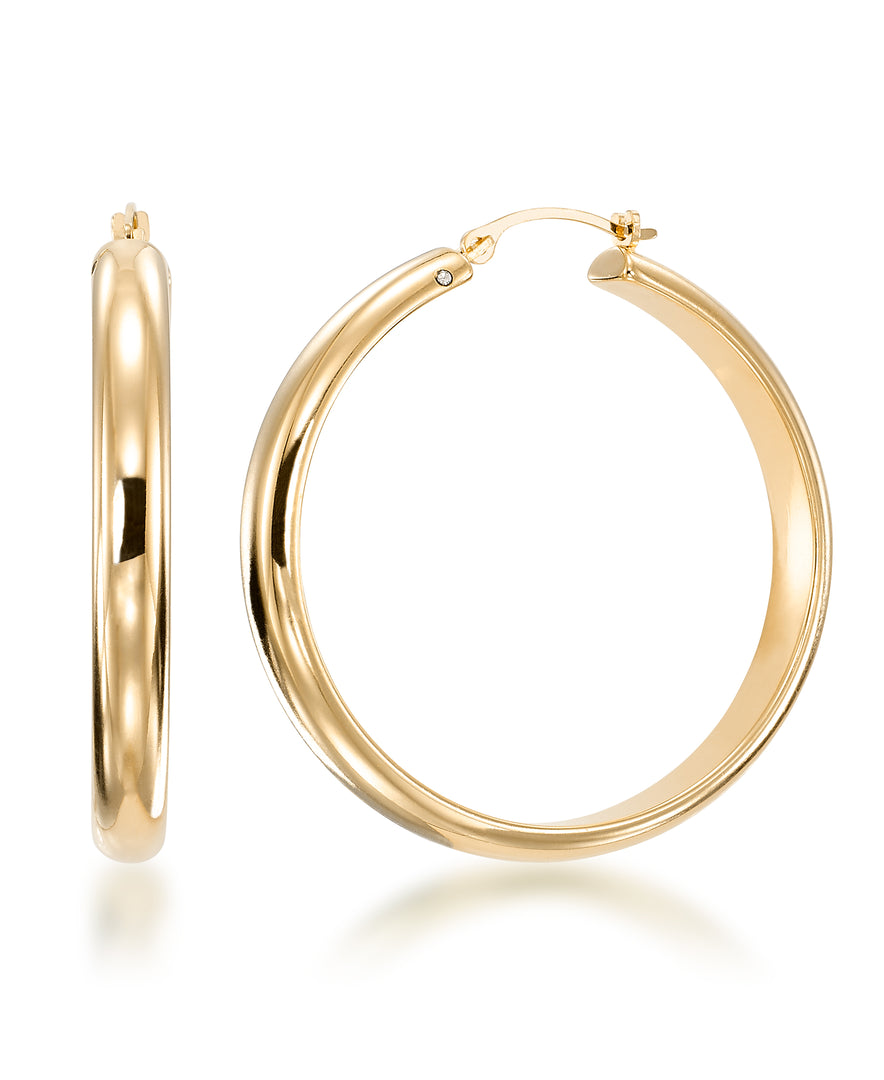 Yellow Gold_Gold Luxe® 14K Yellow Gold Large Domed Hoop Earrings. Dent Resistant, Infused with Nano Diamond Resin Core® - iHeart Jewels_I_Heart_1