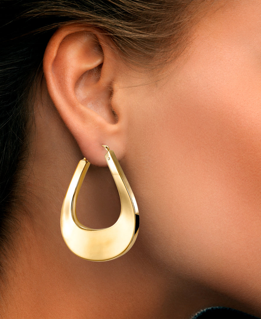 Yellow Gold_Gold Luxe® 14K Yellow Gold Large Graduate Modern Wave Hoop Earrings. Dent Resistant, Infused with Nano Diamond Resin Core® - iHeart Jewels_I_Heart_1