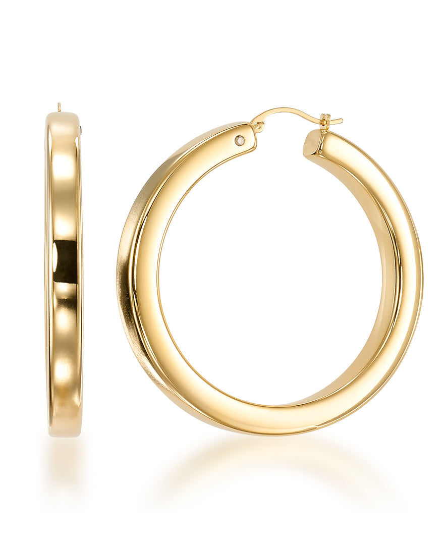 Yellow Gold_Gold Luxe® 14K Yellow Gold Large and Bold Hoop Earrings.  Infused with Nano Diamond Resin Core® - iHeart Jewels_I_Heart_1