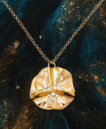 Load image into Gallery viewer, Yellow Gold Tone_1/10 CT. T.W. Simulated Diamond Organic Starburst Pendant , 18" Chain_I_Heart_1