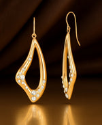 Load image into Gallery viewer, Yellow Gold Tone_1/8 CT. T.W. Simulated Diamond Freeform Teardrop Dangle Earrings_I_Heart_1