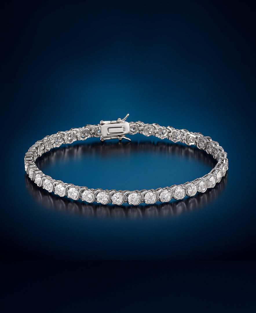 Platinum Tone_CT. T.W. Simulated Diamond "S" Tennis Bracelet , 7.5"_I_Heart_1