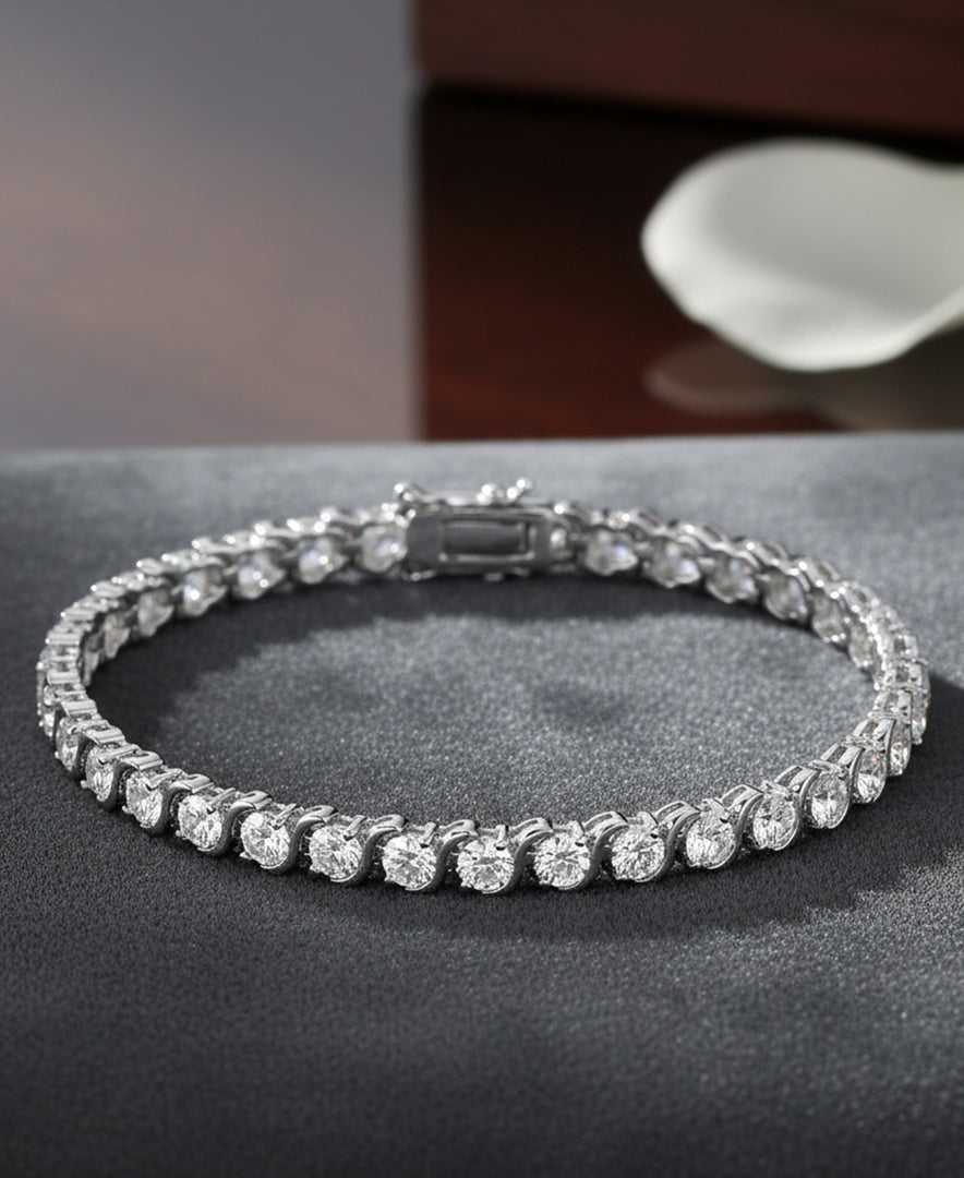 Platinum Tone_CT. T.W. Simulated Diamond "S" Tennis Bracelet , 7.5"_I_Heart_1