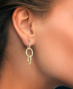 Load image into Gallery viewer, Yellow Gold_10K Gold Diamond Cut Triple Hoop Dangle Earrings - iHeart Jewels_I_Heart_1
