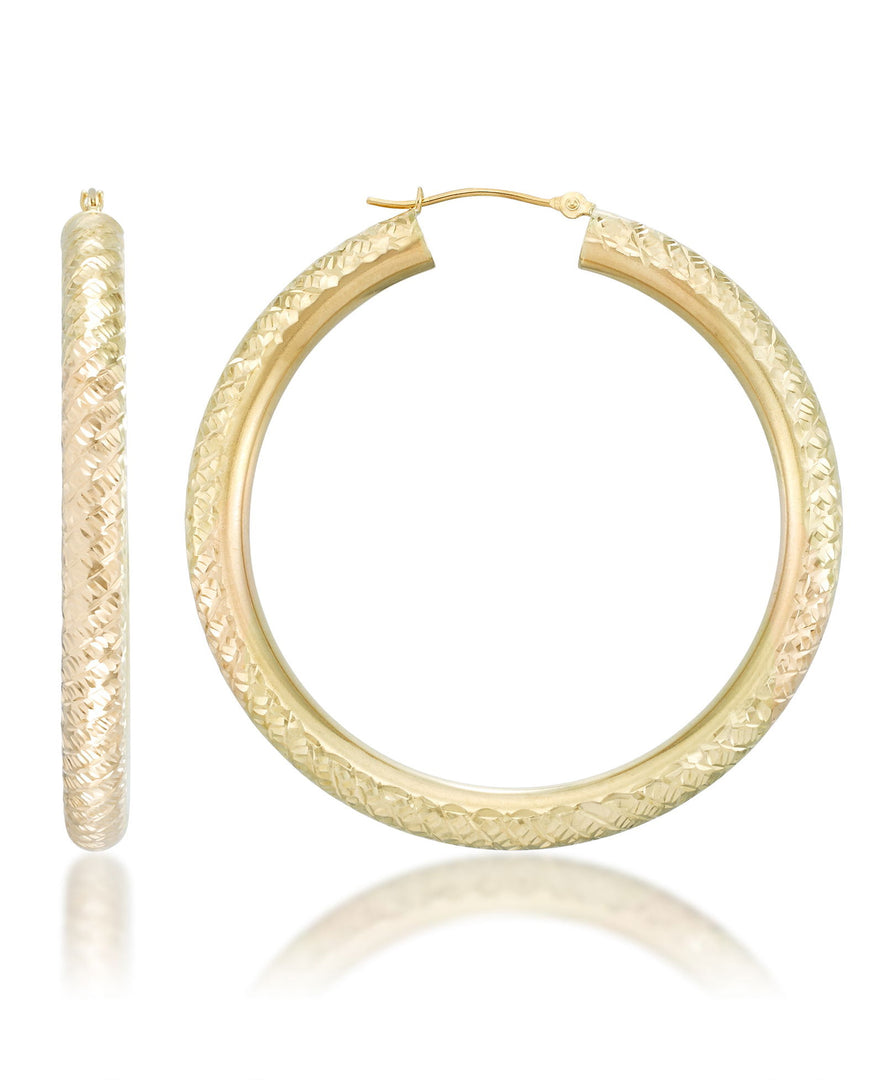 Yellow Gold_10K Gold Large Bold Full Diamond Cut Brilliant Hoop Earrings - iHeart Jewels_I_Heart_1
