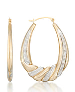 Load image into Gallery viewer, Two-Tone_10K Gold Two-Tone Graduated Swirl Hoop Earrings - iHeart Jewels_I_Heart_1

